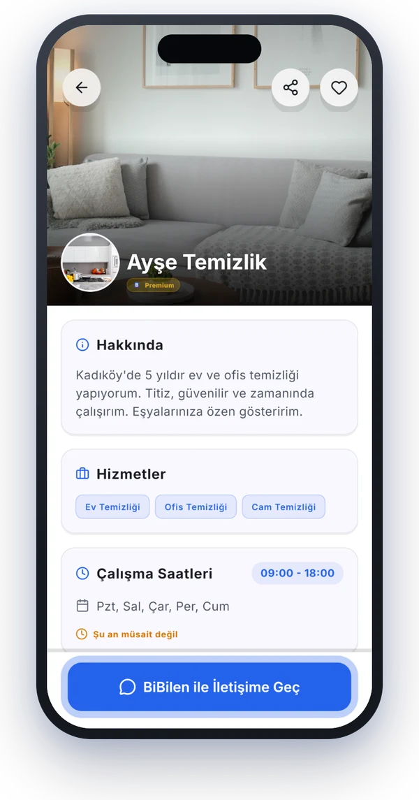 BiBilen uygulama ekranı — yakındaki hizmetleri keşfet
